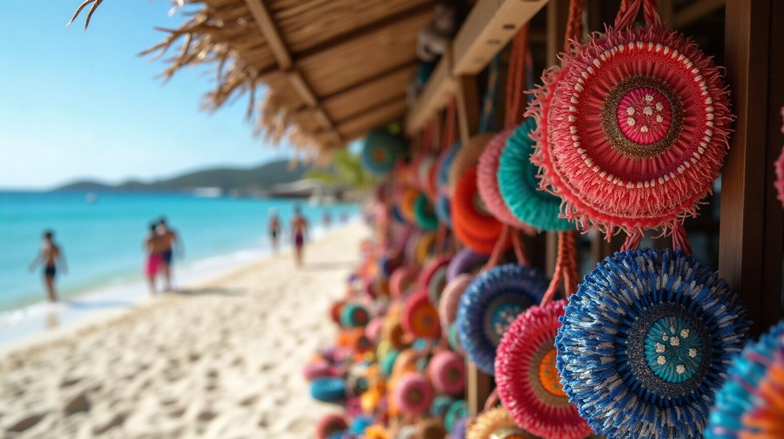 Des étals de marché en bord de plage